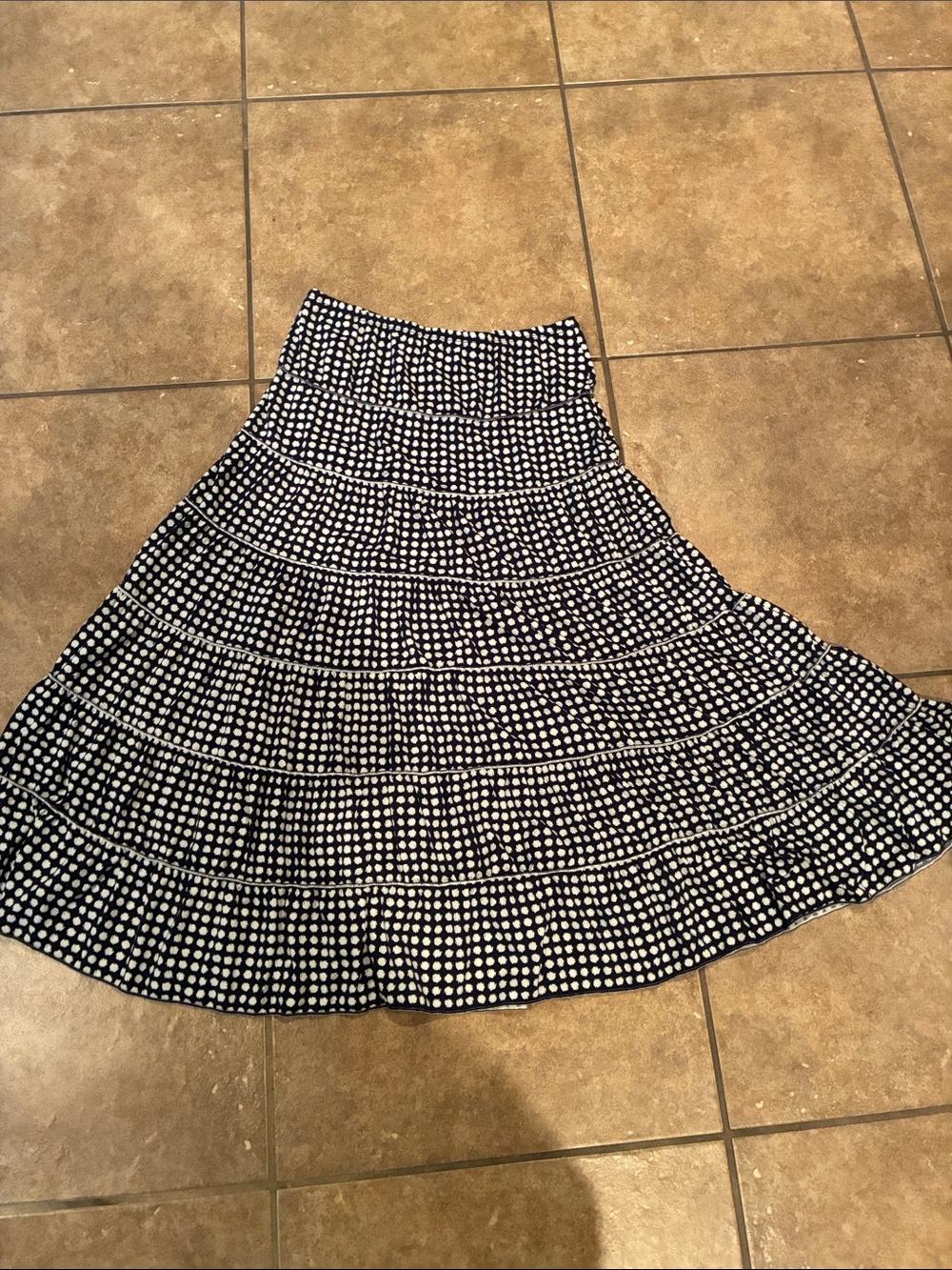 Max Studio Black and White Dot Tiered A-Line Skirt